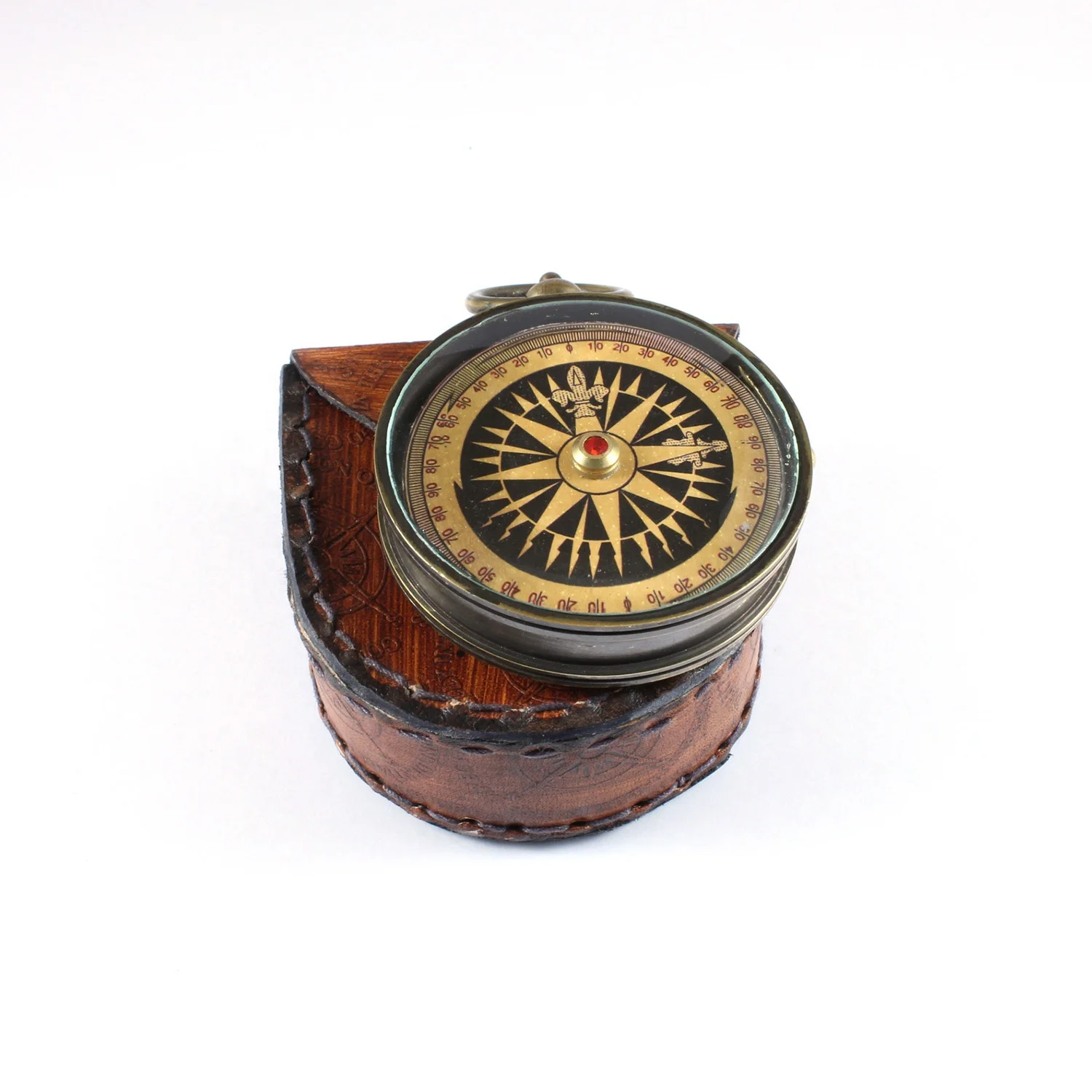 Brass Handicrafts West London Engrave Compass with Adjustable Tripod Legs Personalized Engraving Sundial compass for gift