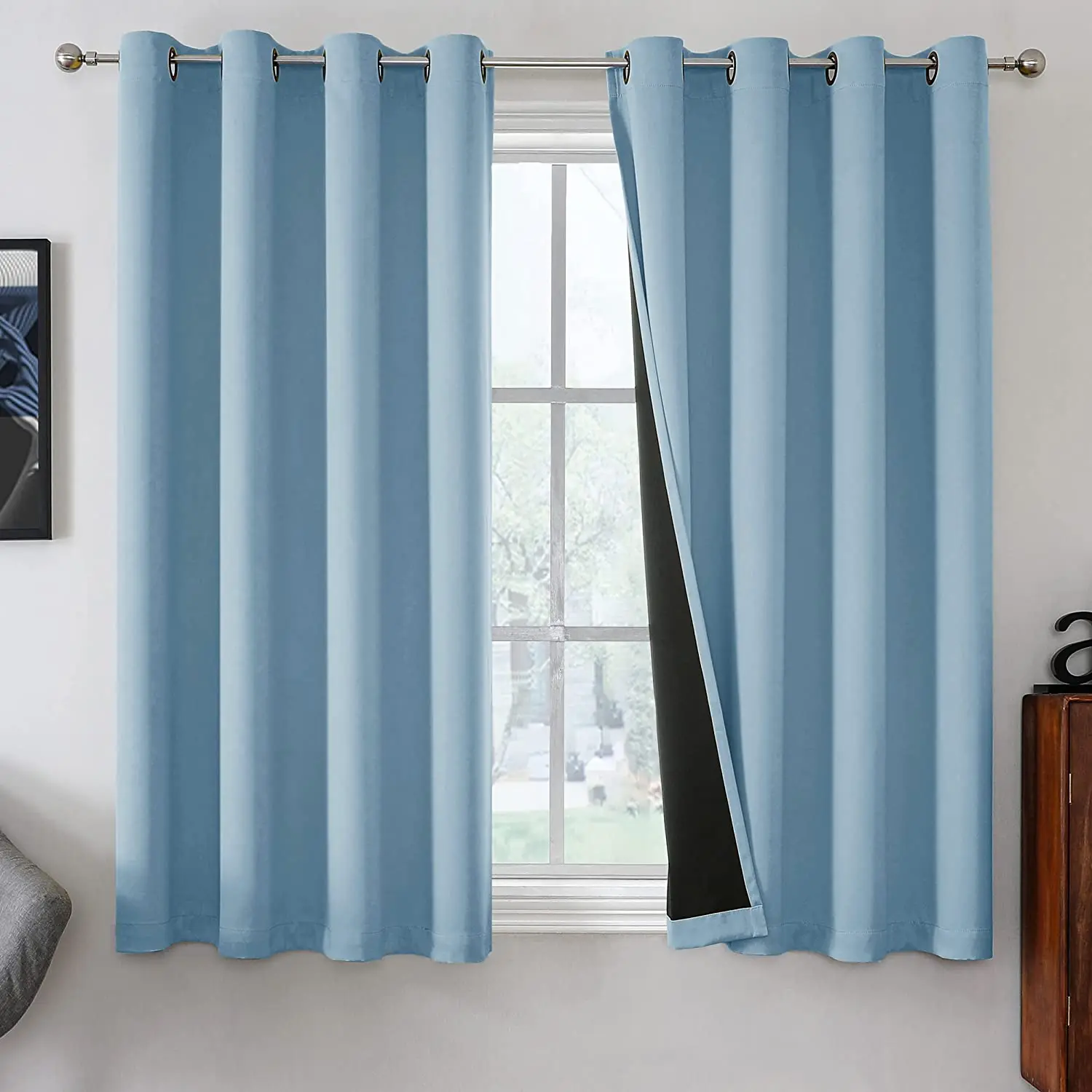 Curtains for the living room luxury Blackout Curtain Panels , Heat and Full Light Blocking Drapes with Grommets curtains (11000003393035)