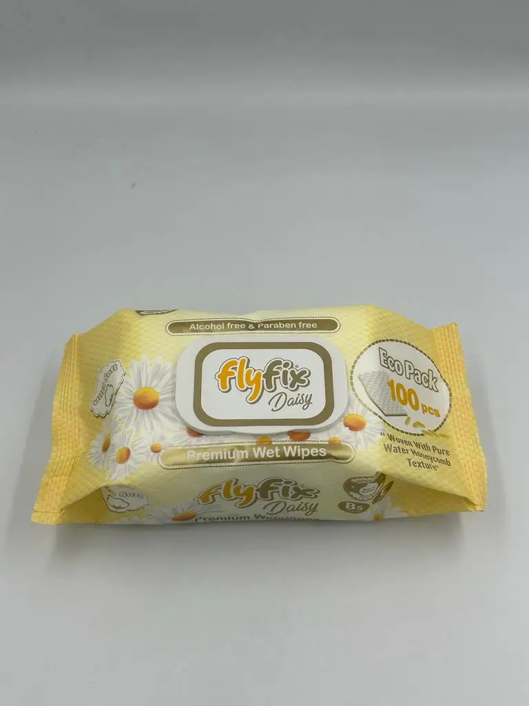 Влажные салфетки Flyfix премиум класса с пластиковой крышкой 100 шт. ароматизированные высококачественные экологически чистые одноразовые