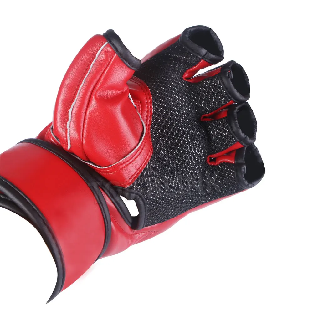 Wholesale Muay Thai MMA Half Finger Gloves Boxing Gloves Real Cowhide Leather MMA Gloves Youth