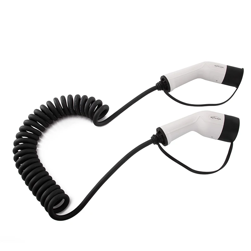 Workersbee 32A 3 phase 6m cable  length Coiled TPU cable for  Type 2 to Type 2 EV cable