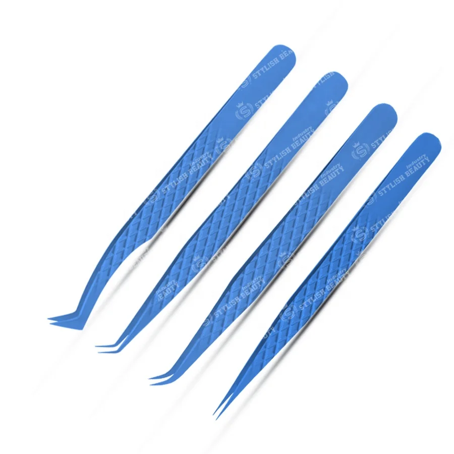 Hot Selling Eyelash Extension Tweezer Set Volume Lash Tweezers Color Tweezers Makeup Tools Private Label Customized Logo Colour