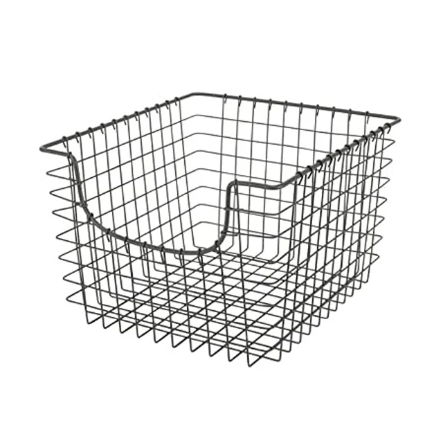 Metal Handmade Basket Black Powder Coated Wholesale Iron Basket Three Tier Decorative Vintage Iron Wire Basket