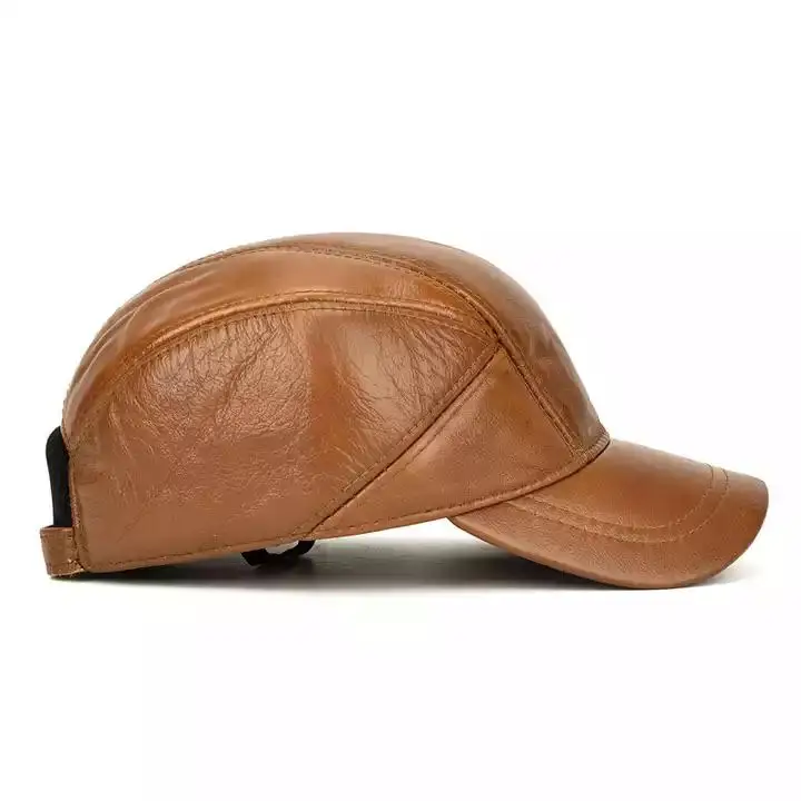 Autumn Winter Keep Warm Dad Hats High Quality Genuine Cow Leather hats, Real Rider Style Cadet at Reasonable Prices
