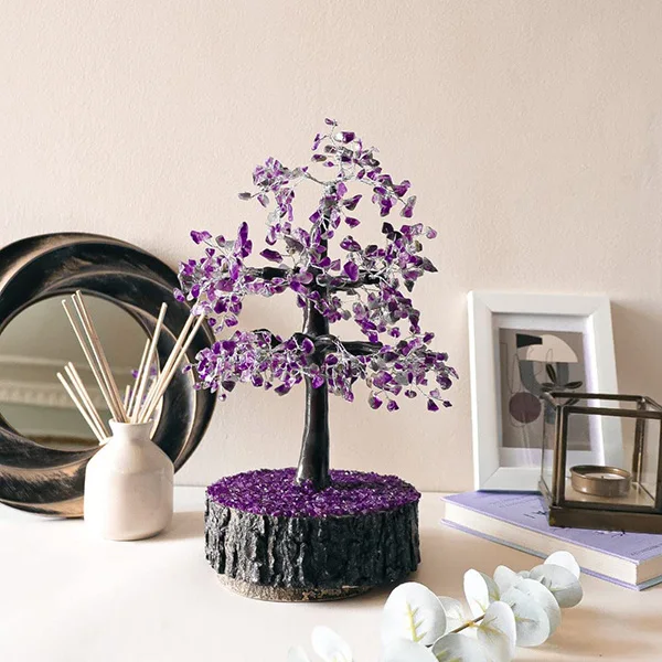 Amethyst 500 beads tree with Wooden Handmade Gemstone Amethyst Chips Base Agate Trees For Sale Buy From Amayra crystals Exports