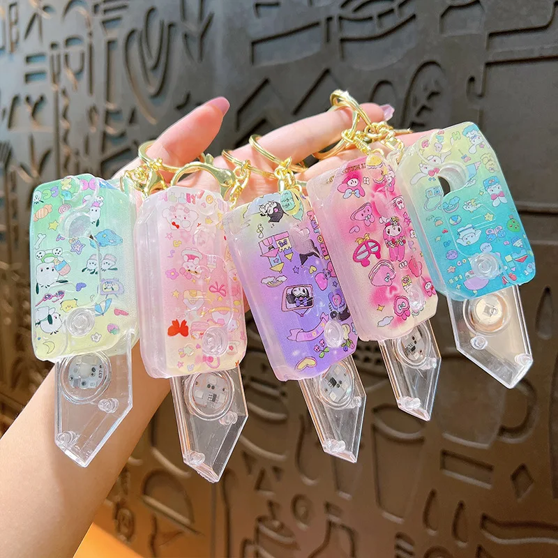 Sanrio cartoon Koulomi flashing light radish knife key chain net red decompression toy key chain gift