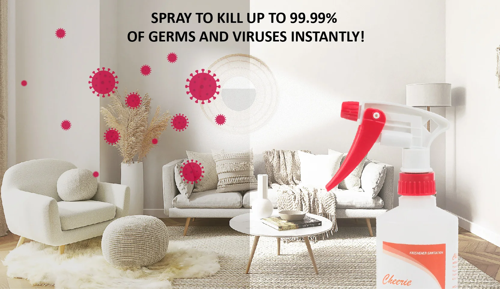 500ml Aqua-Alcohol Spray Natural Air Freshener for Indoor Sanitization for Reception Areas Retail Shops Classrooms