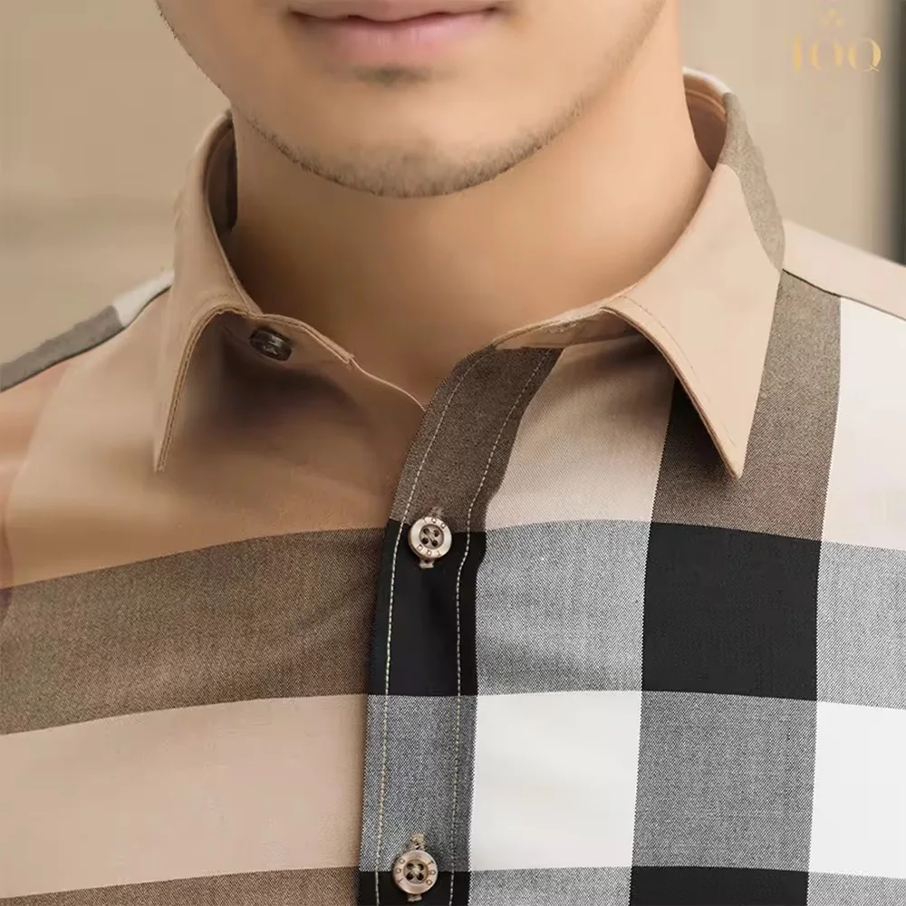 Мужская хлопковая рубашка с длинным рукавом