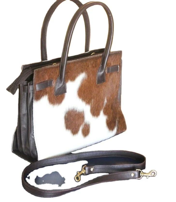 OEM wholesale 2022 real cowhide fur leather tote bag latest cowhide genuine fur handbag hand bag for unisex