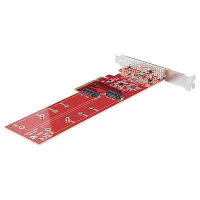 High-performance PCIe x8 / x16 to Dual NVMe or AHCI M.2 SSDs, 7.8GBps/Drive Dual M.2 PCIe SSD Adapter Card for