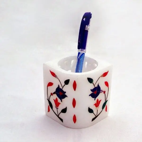 handcrafted  customized  colorful  wooden bone inlay pen holder for gift and craft offices home restaurants school