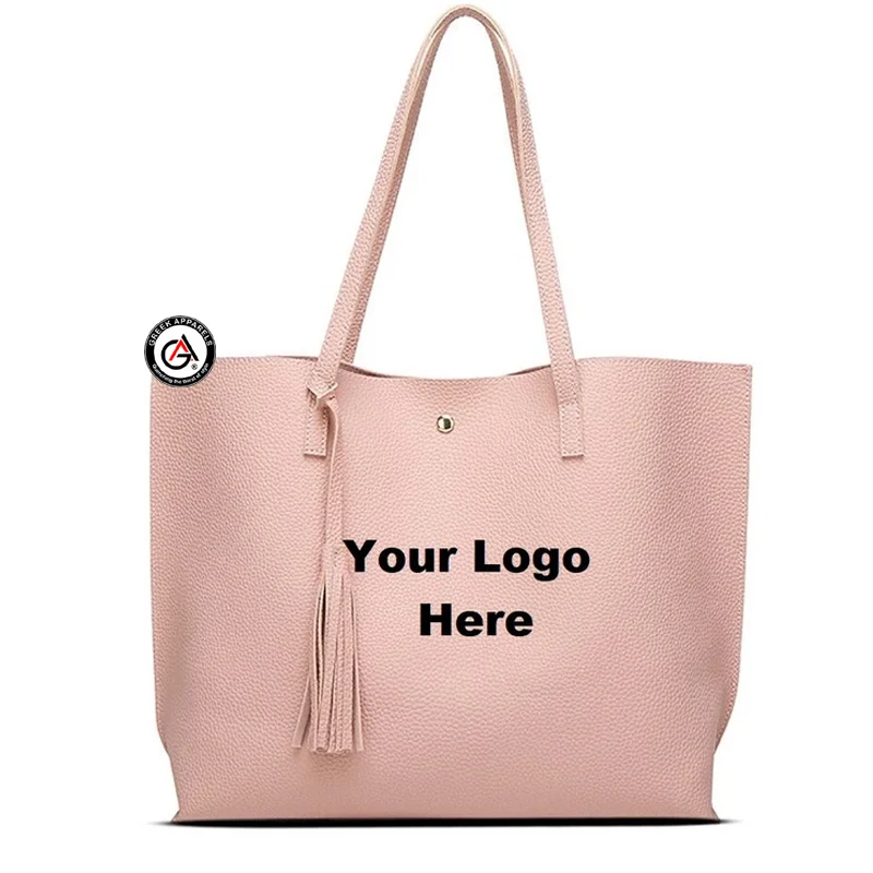 Pink Green Black Custom Made Embroidered PU Leather tote Bag | New Design Embroidery Custom Style Pink Green Hand Bag