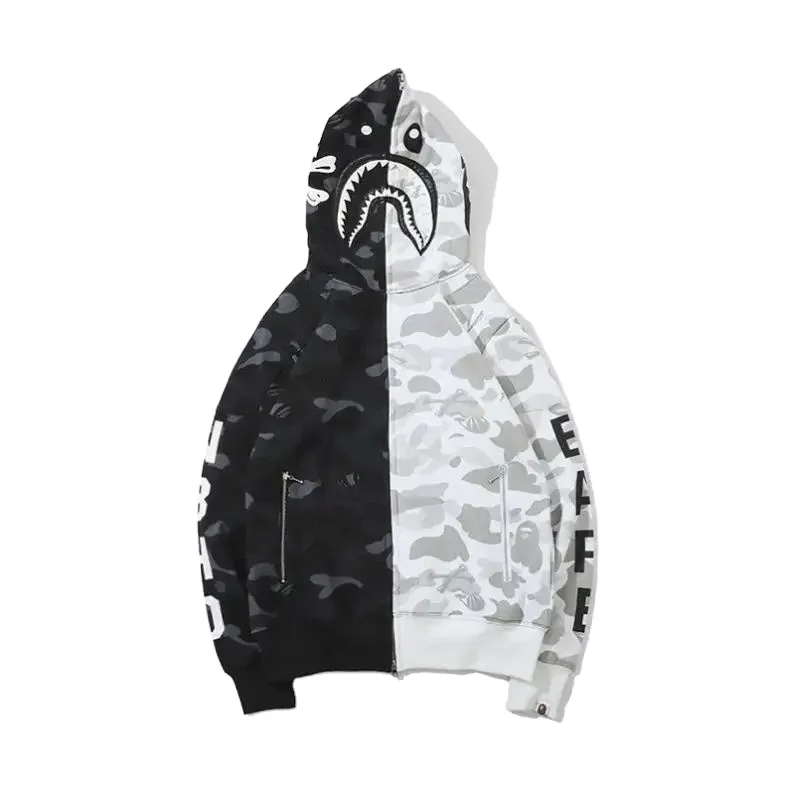 2023 Wholesale Professional Manufacturer Factory Made Cheap Price Customised Bape Full Zipper Hoodie Color Block Hoodie For Men
