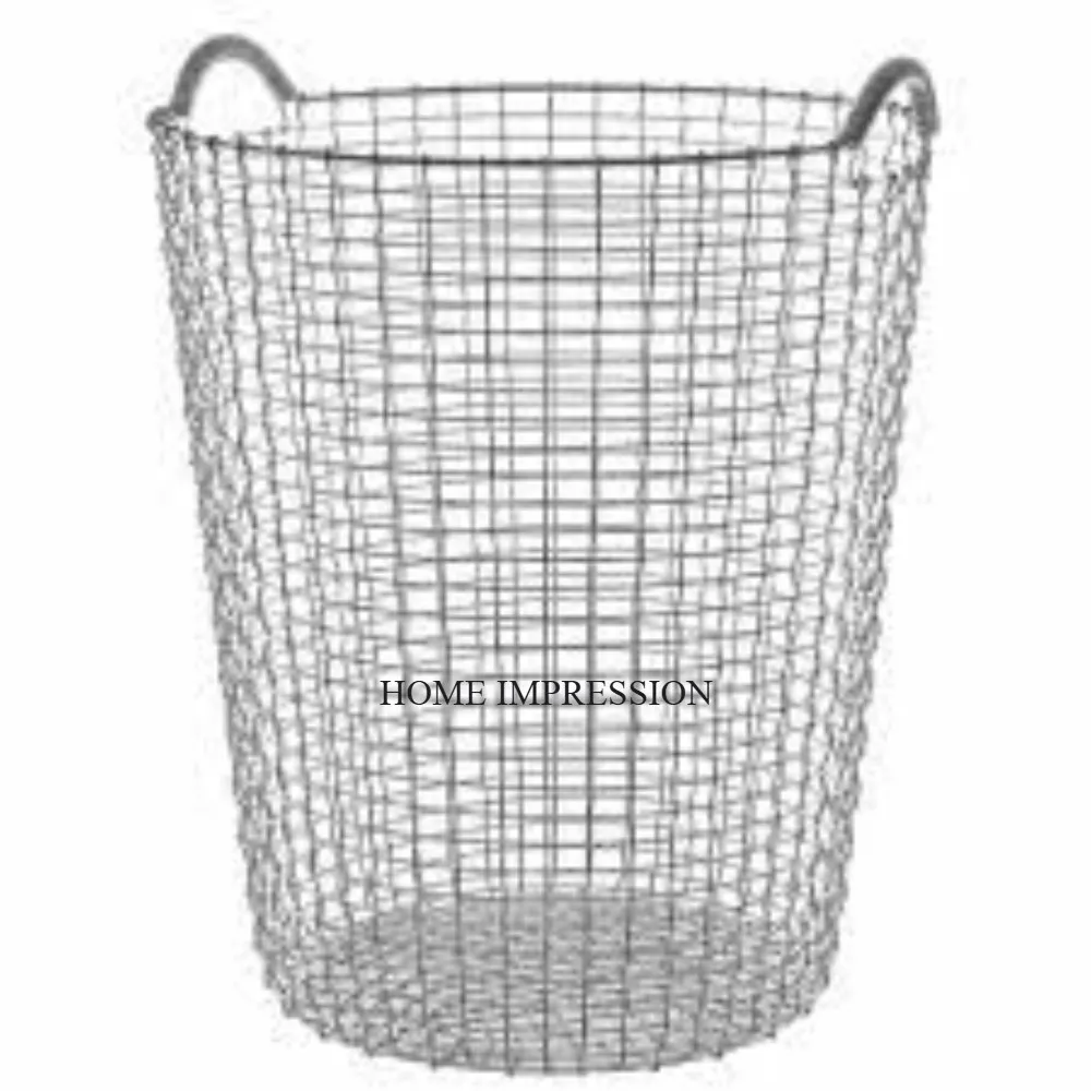 Fully White Color Powder Coated Metal Wire Made Frame With Wooden Handle For Best Grip Fruits And Bread Storage Organization