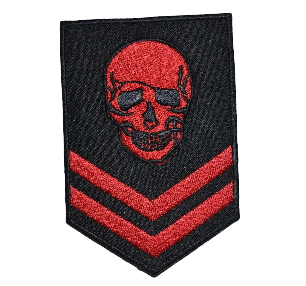 Newly Arrived Machine Made Embroidered Customized Skull Badges For Bikers