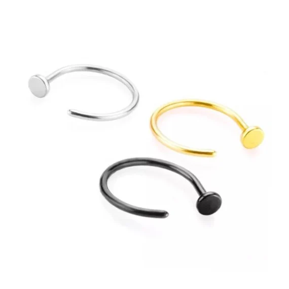 Open D Nose Ring Piercing Jewelry Hot Sale Products G23 Titanium CLASSIC Unisex Round Nose Rings & Studs 300pcs / Size / Color