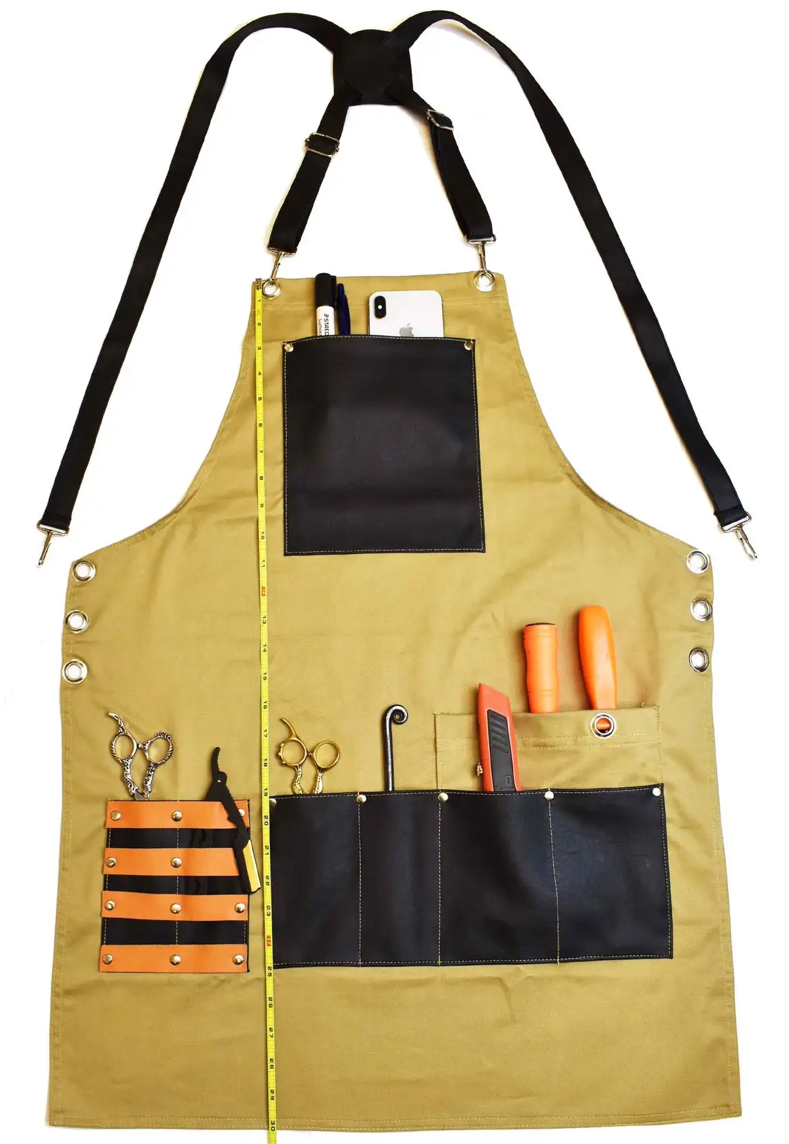 Barber Salon Apron |  Salon Hairdressers Professional Barber Cutting Tools Scissors Combs Razor Holder Adjustable Size Apron