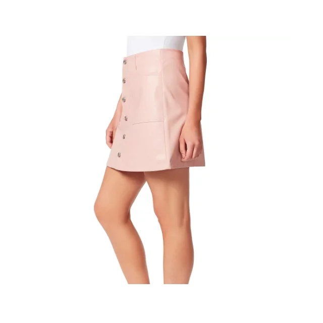 Latest Design Light Pink Color Girls Leather Mini Skirts Collection Available In Reasonable Prices On Sale