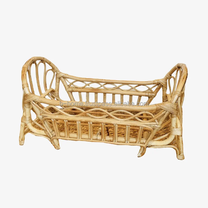 Premium Rattan Baby Doll Bed Handmade in Organic Rattan Boho Baby Doll Crib Rattan Infant Changing Cradle by handicraft Wicker