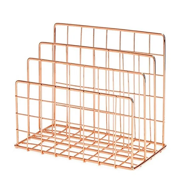 New Style Office Desktop Metal Customized Newspaper Stand Modern Design Metal Wire Countertop Magazine Rack & Holder In Hot Sale