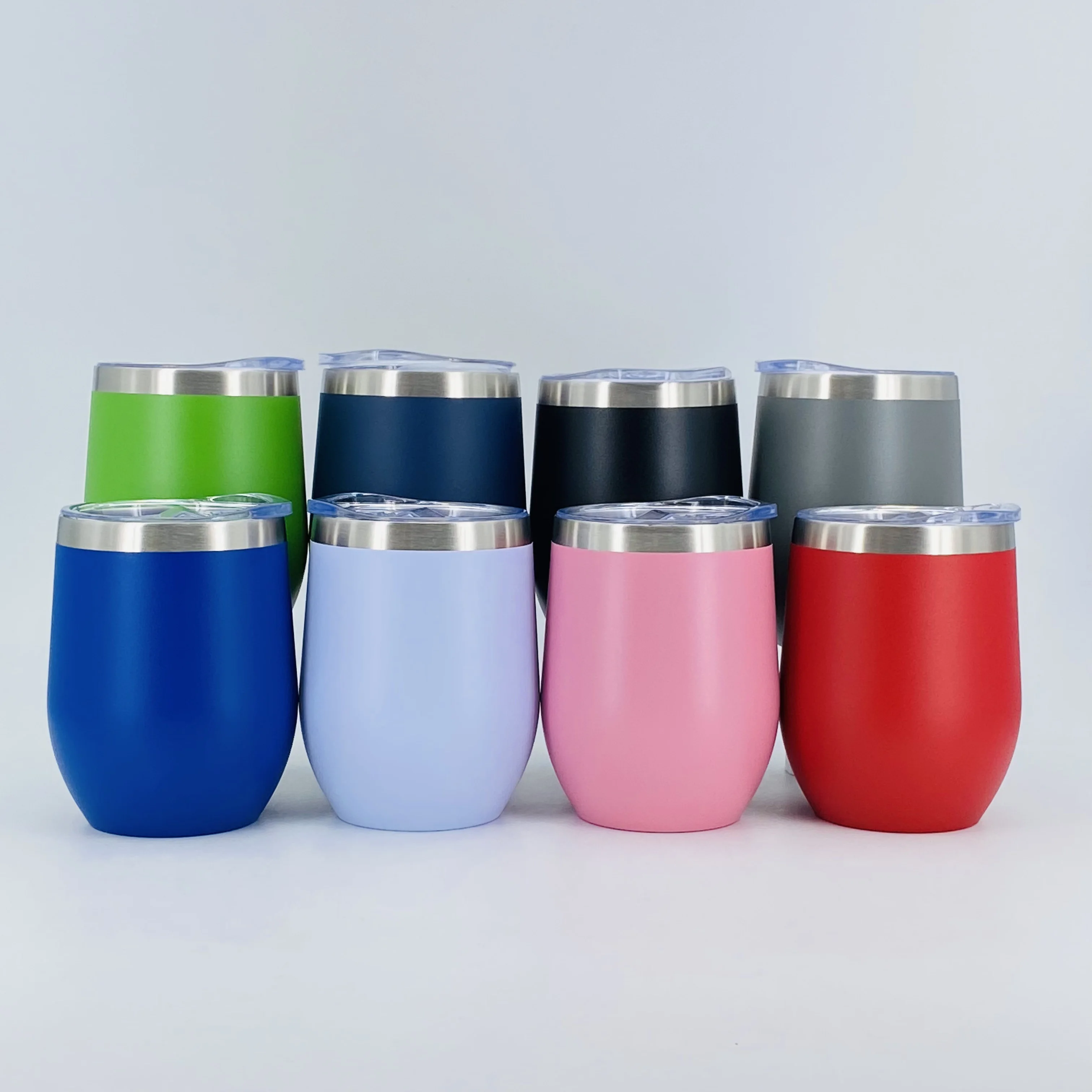 High Quality 12oz Wine Tumbler Wholesale Powder Coated Insulated Double Wall Stainless Steel Custom Wine Tumbler With Straw