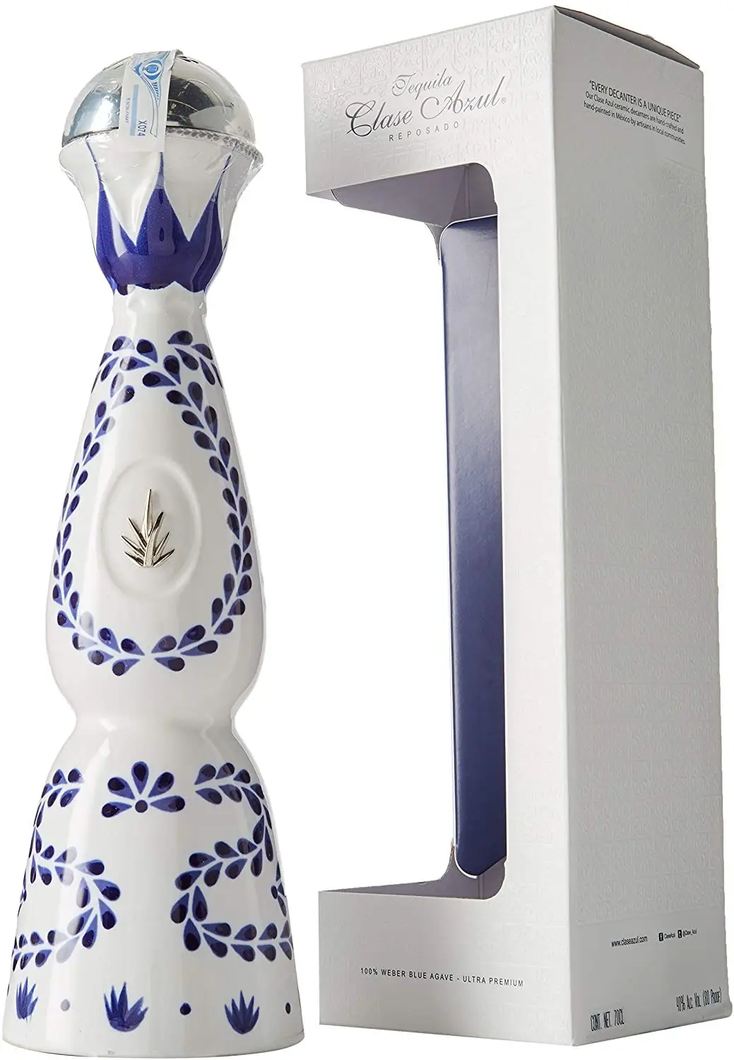Original Clase Azul Reposado Tequila Ceramic 750mlBottle / Hand Painted / 750 ml Size for sale