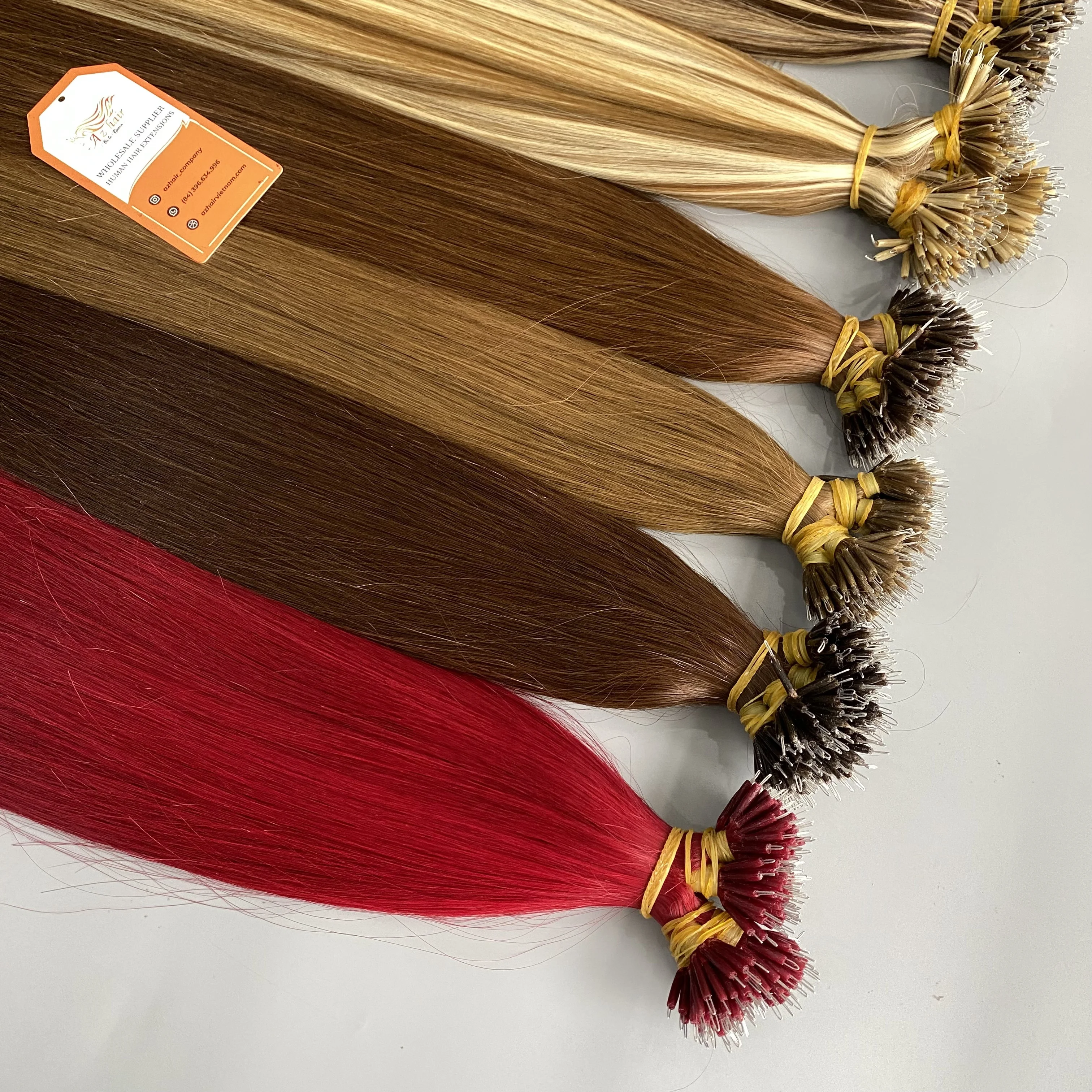 Wholesale Nano Bead Human Hair Extension, Remy European Nano Tip Hair Dark Brown, Customized Balayage Nano Ring Hair Extension