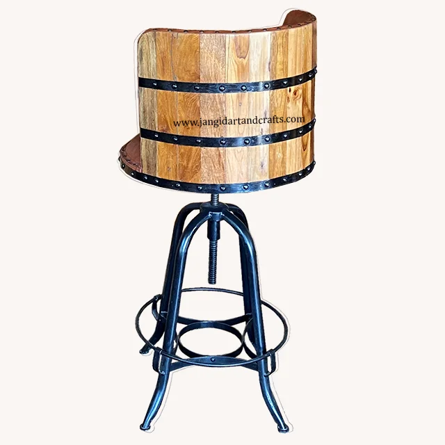 Industrial Outdoor Bar Stool Metal Steel Legs Chair Solid Wood Seat Restaurant Garden Cafe Bar Furniture Industrieel meubilair