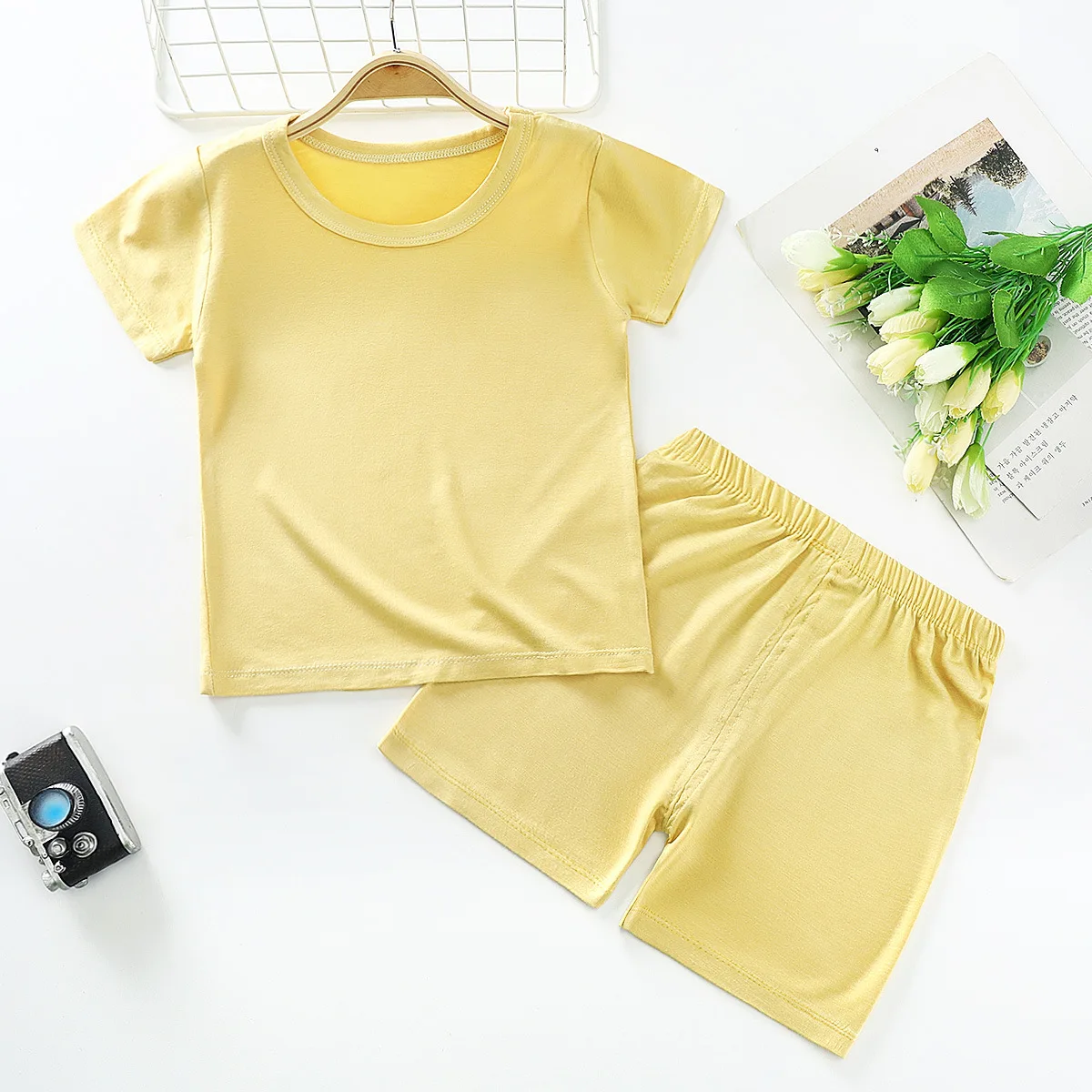 Wholesale Summer Boys Boutique Outfits 2 PCS Toddler Girls Blank T Shirt Shorts Baby Clothing Set for Kids