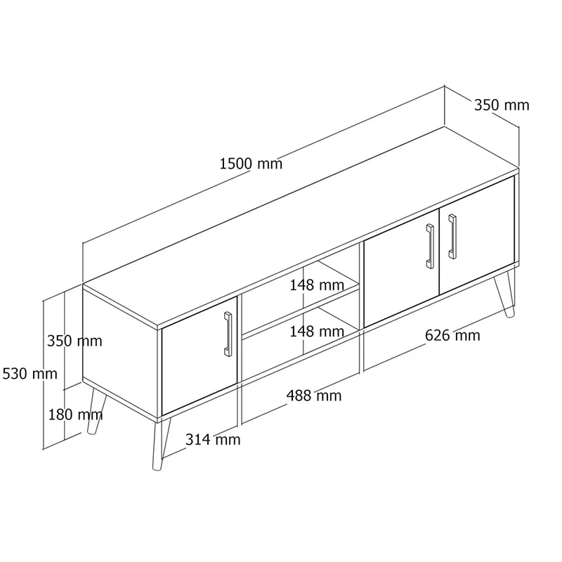 3 Door Modern Look Tv Stand Cabinet Storage Chest of Drawers Dresser Tv Console Stand Holder