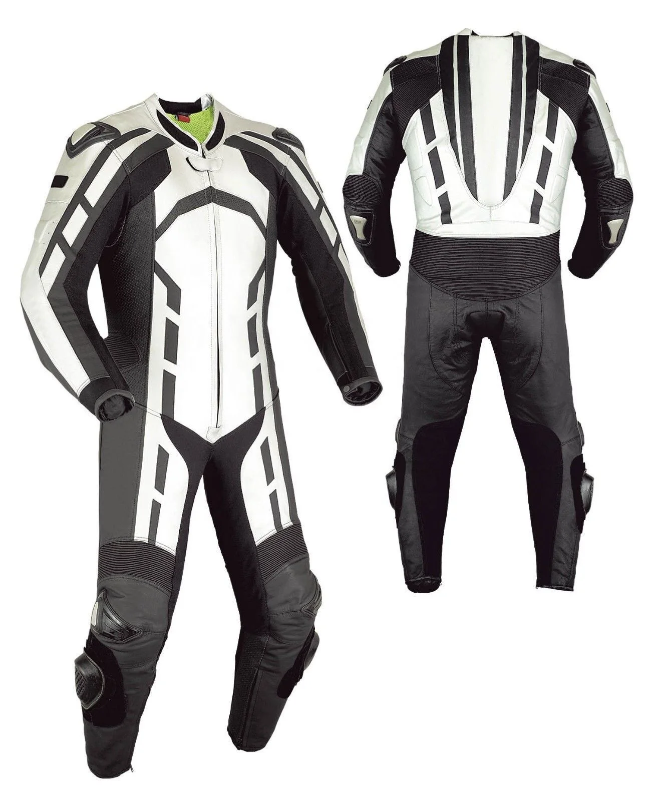 Motorbike Riding Suit One-Piece Racing Leather Motorcycle Suit White/Black Customized Racing Wear For Men and Women