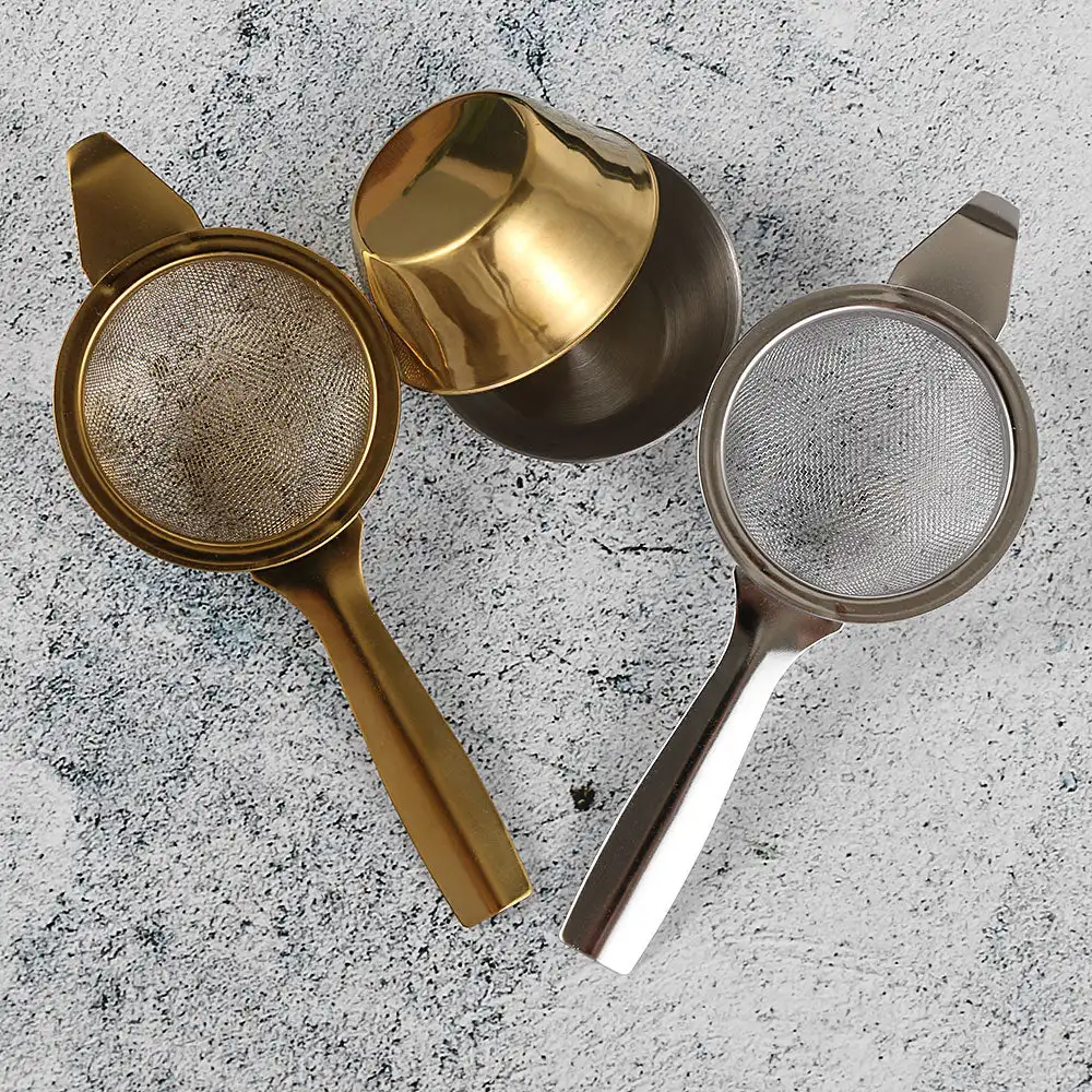 Stainless Steel Tea Strainer in Elegant Gold Color for Brewing Coffee and Tea Espresso at Home or in Hotels