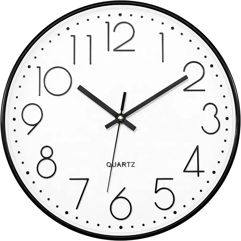Infinity Time 12Inch Battery Operated Round Silent Wall Clock For Bedroom Home Office Quartz Quiet Plastic Wall Clock