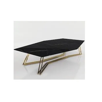 Luxury coffee table modern travertine stone coffee table and coffee stand set for home black Marble Round Small Table  Luxury