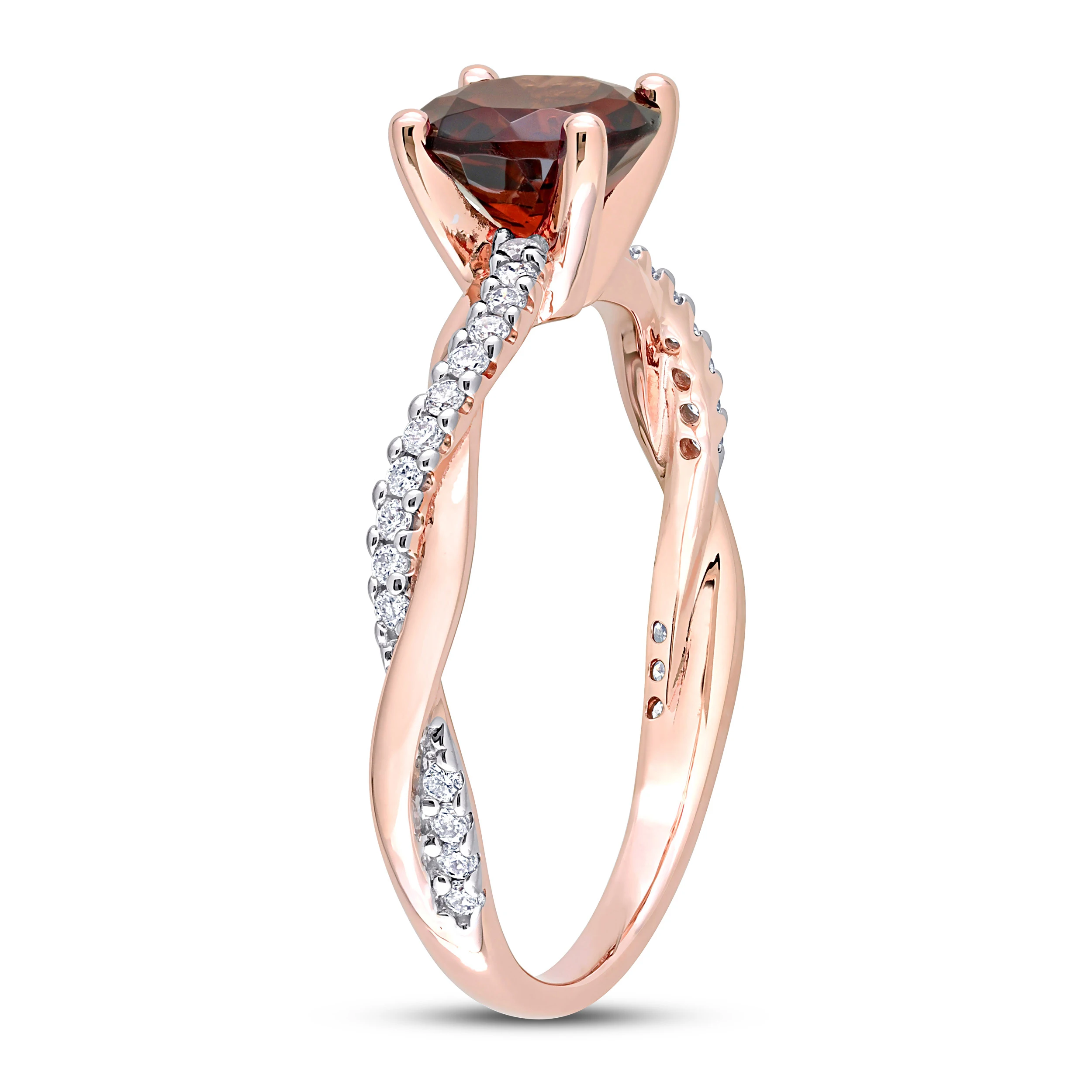 Round Garnet 14K Rose Gold 14kt Gold Wedding Ring for Beautiful Bridal Limited Edition Perfect Gift