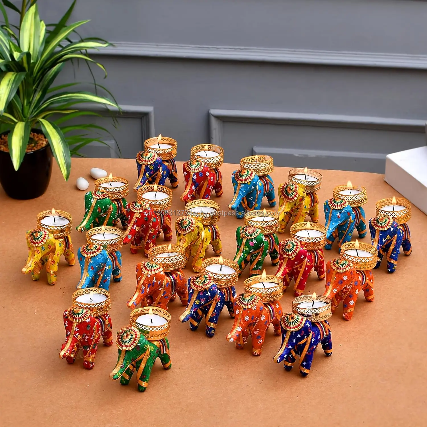 Handcrafted Elephant Tealight Candle Holder Diwali Festival Decor Diya Return Gift Birthday Party Candle Holder