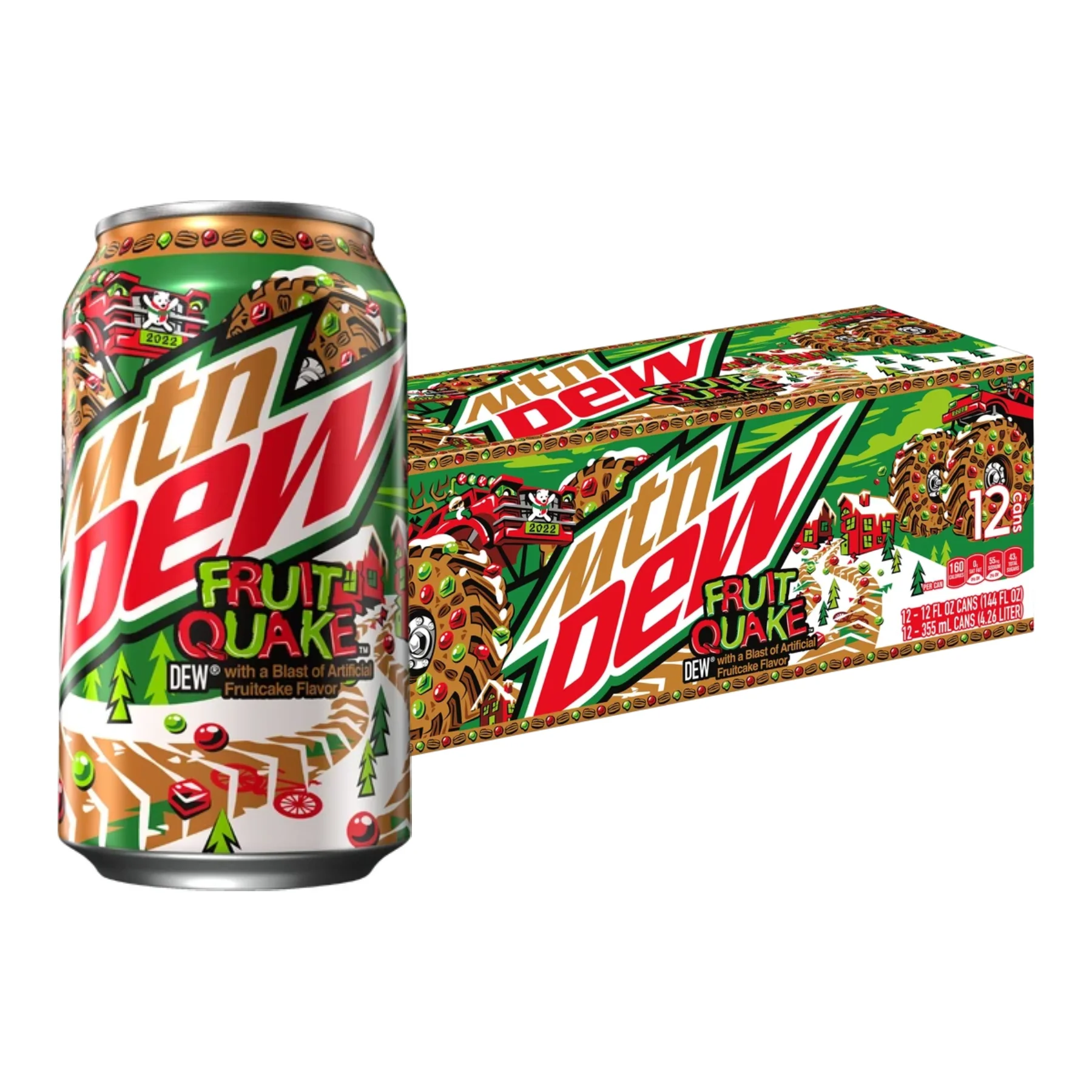 Mountain Dew Fruit Quake 355ml/Mountain Dew / Mtn Dew Regular - 2/12 (24 cans) 355ml