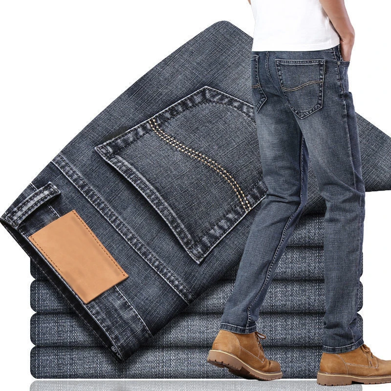 Breathable Denim Pants Men Straight Jeans Stylish Denim Jeans Men Street Wear  Fitting Washed Slim Fit Stretch Pant oem service