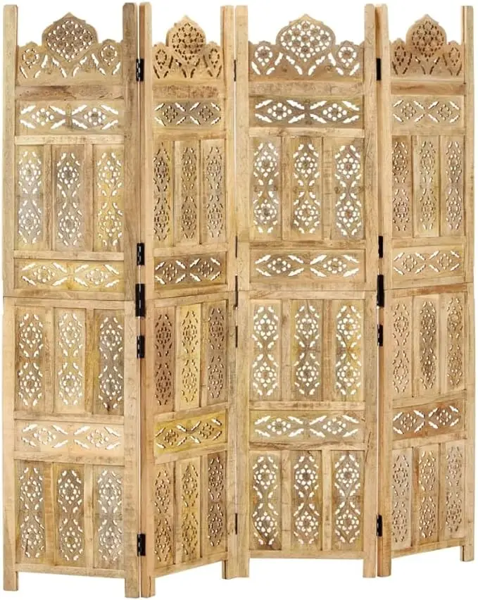 Room Divider Partition for Living Room 4 Panels - Room Separators Screen Panel for Home & Kitchen to be Placed in Zig-Zag