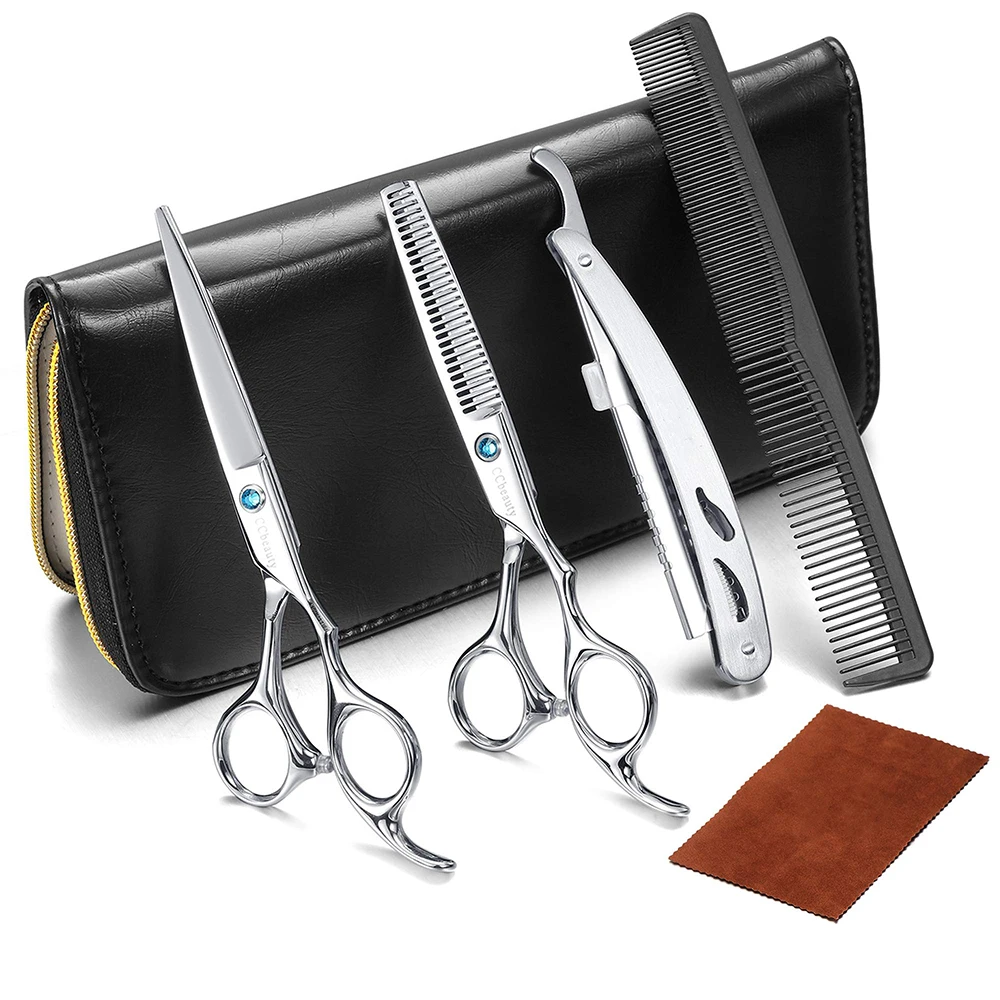 Professional Hairdressing Scissors Set kit Package Includes Barber salon scissor + thinning scissors +razor & beauty full pouch