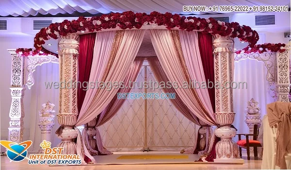 Fabulous Wedding Wooden Look FRP Mandap Traditional Indian Style Wedding Mandap Decor Hindu Wedding Wooden Look FRP Mandap