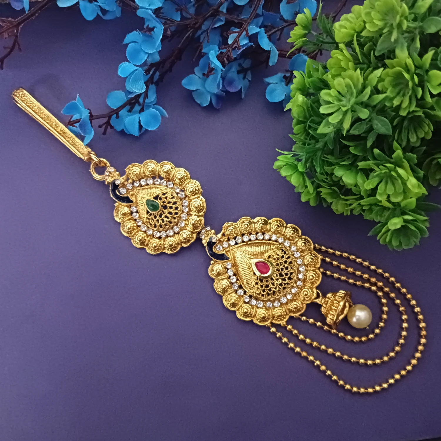Indian Gold Plated Wedding Jewellery Traditional Crystal Kundan Waist Belt Belly Chain Bridal Kamarbandh Indian Jewelry For Women