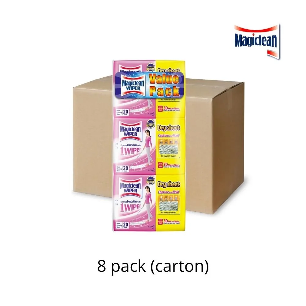 Household Floor Cleaning Microfiber Wiper Dry Sheets V.Pack 3X20s for the Mop Made in Japan for Ceramic, Wood, Vinyl Surfaces