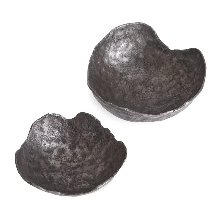 Strong wholesale factory price Washed Dark Gray 2 Piece Metal Abstract Decorative Bowl for Restaurant Hotel Home kitchen Usage