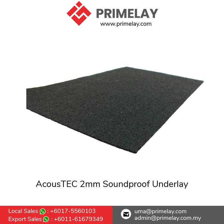 High Quality AcousTEC 2mm Carpet Underlay Roll Soundproof Rubber for Hardwood Flooring Engineered Wood Flooring