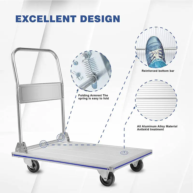 Metal transport hand trolley cart for warehouse cargo handling platform carts folding and aluminum hand truck AL300-DX