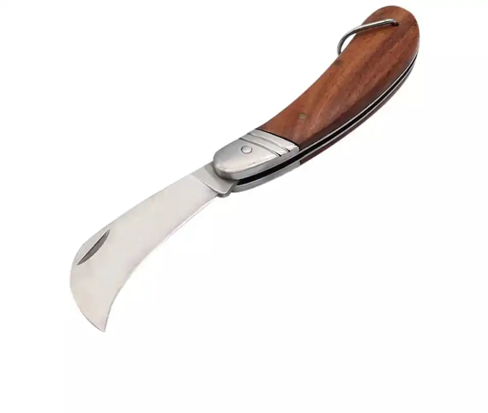 Stainless Steel Mushroom Knife Wallpaper Rosewood Handle Sickle Pocket Folding Knife Electrician Knife Camping Survival Tools