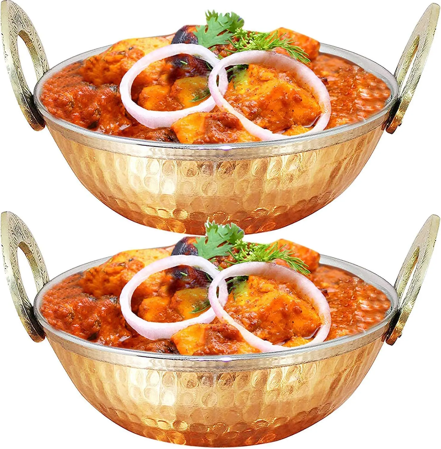 Wholesale Indian Gifts Stainless Steel Copper Serving Bowl  Karahi Indian Dishes Serve Ware Set Kitchenware Tableware Supplies