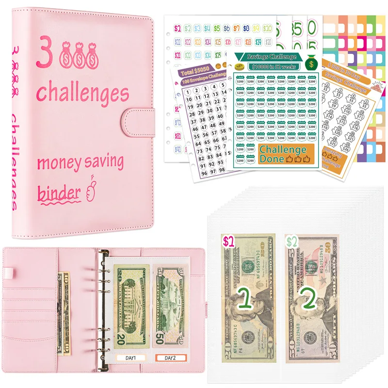 special offer 100 Days Savings Challenges Book A5 Storage Budgeting Binder Money Organizer Cash Envelopes Budget Planner