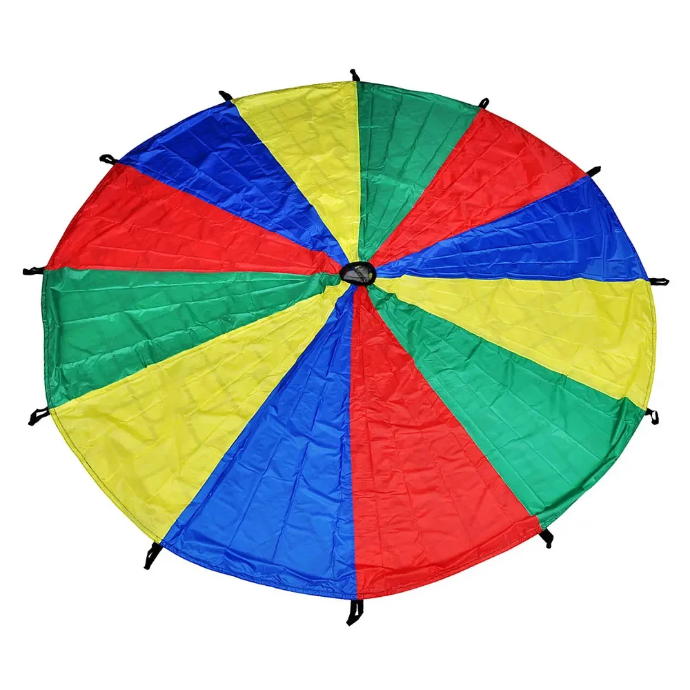 Super Quality Children Educational Team Work Play Games Toy Handles Rainbow Parachute At Reasonable Price